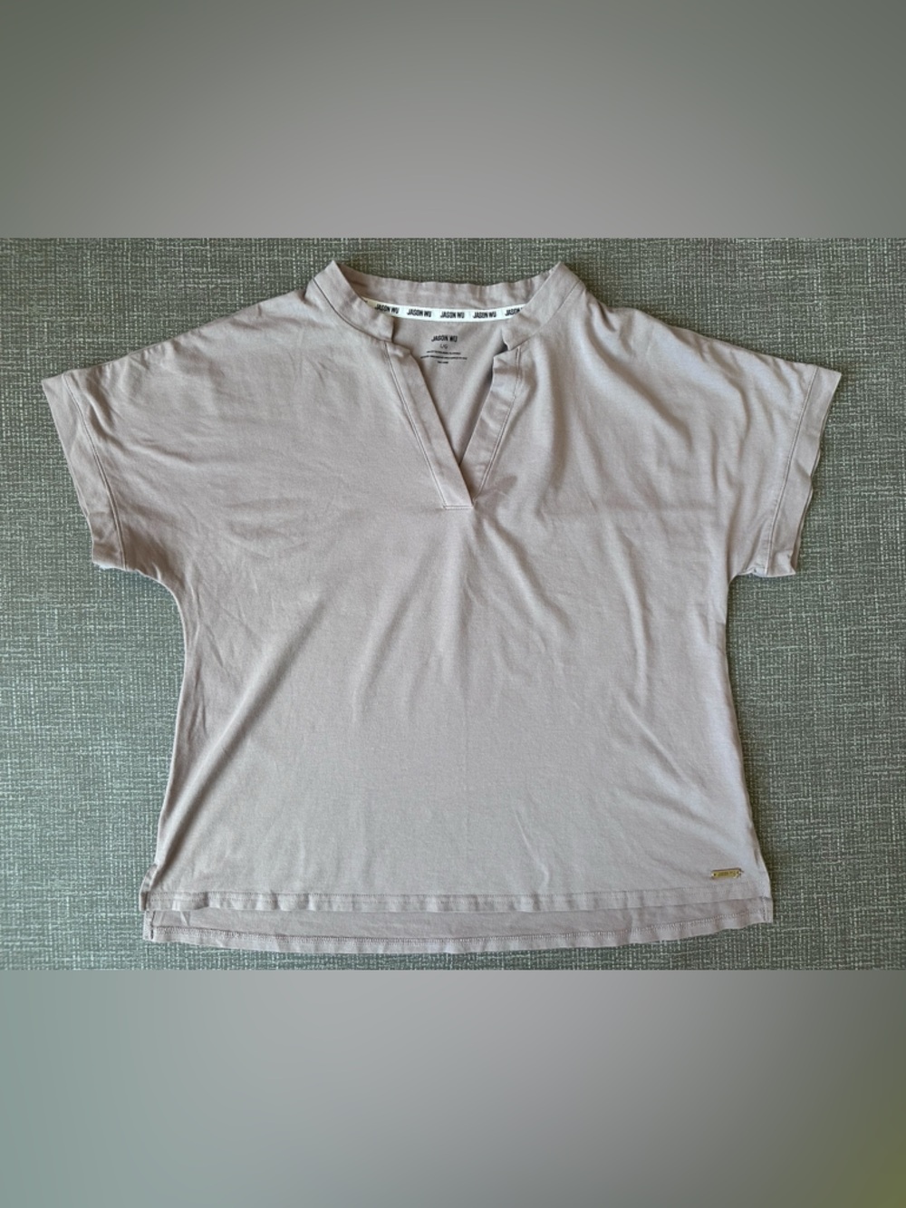 Jason Wu Womens L Pink V Neck Short Sleeve Knit Top Modal Cotton Stretch